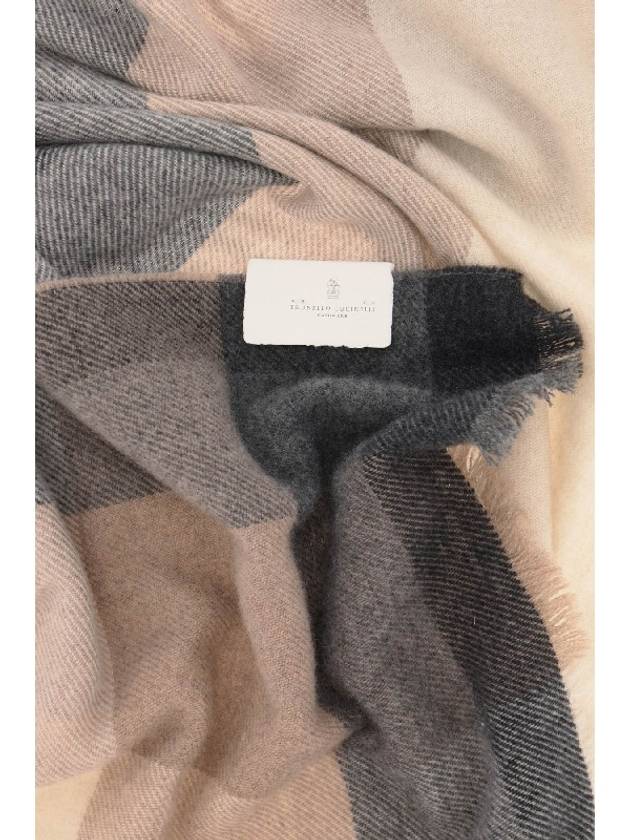 Twill Check Wool Cashmere Muffler - BRUNELLO CUCINELLI - BALAAN 4