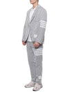 Men's 4 Bar Seesucker Loopback 4 Bar Sack Cardigan Grey - THOM BROWNE - BALAAN 5