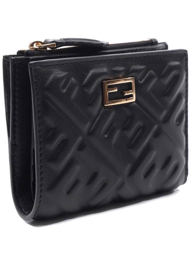 Slim Baguette Embossed FF Logo Half Wallet Black - FENDI - BALAAN 4