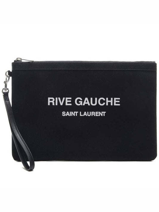 Rive Gauche Zipper Strap Clutch Bag Black - SAINT LAURENT - BALAAN 2