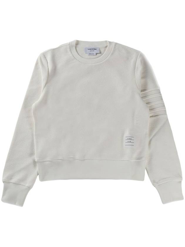 4 Bar Crew Neck Sweatshirt White - THOM BROWNE - BALAAN 1