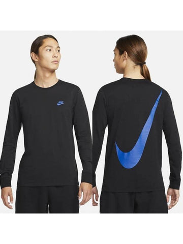 01-DX6611-010--Club Bag Swoosh Long Sleeve T-Shirt-Black Blue - NIKE - BALAAN 1