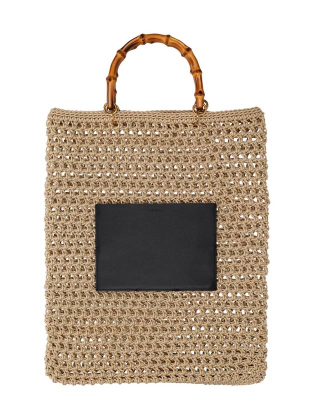 Woven Bamboo Handle Medium Cotton Tote Bag Beige - JIL SANDER - BALAAN 2