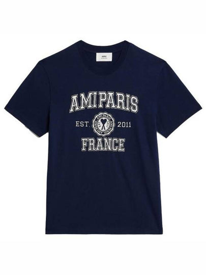 Varsity Logo Short Sleeve T-Shirt Navy - AMI - BALAAN 2