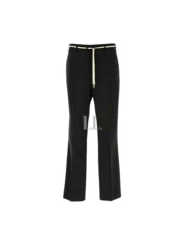 Pleated Detail Drawstring Wool Straight Pants black - MARNI - BALAAN 2