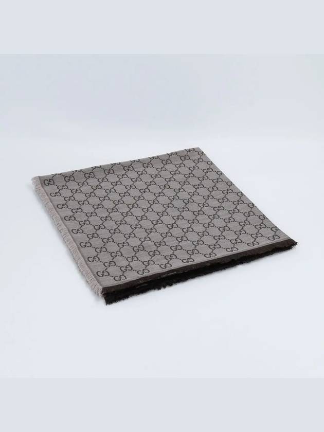 GG pattern wool silk square muffler brown - GUCCI - BALAAN.