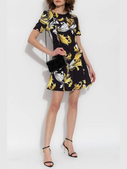 Versace Jeans Couture Dress With Outline Barocco Print, Women's, Black - VERSACE - BALAAN 2