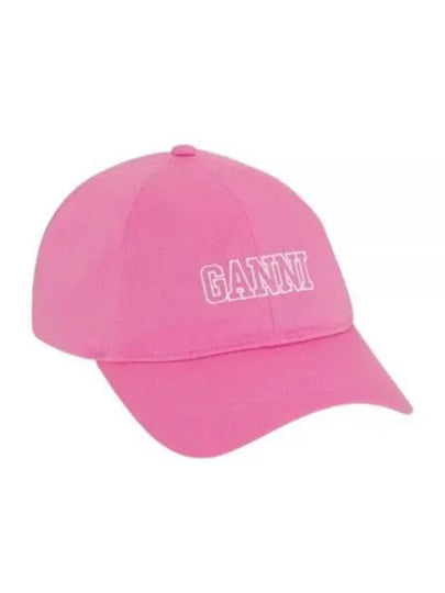 Software Heavy Embroidered Logo Cotton Ball Cap Pink - GANNI - BALAAN 2