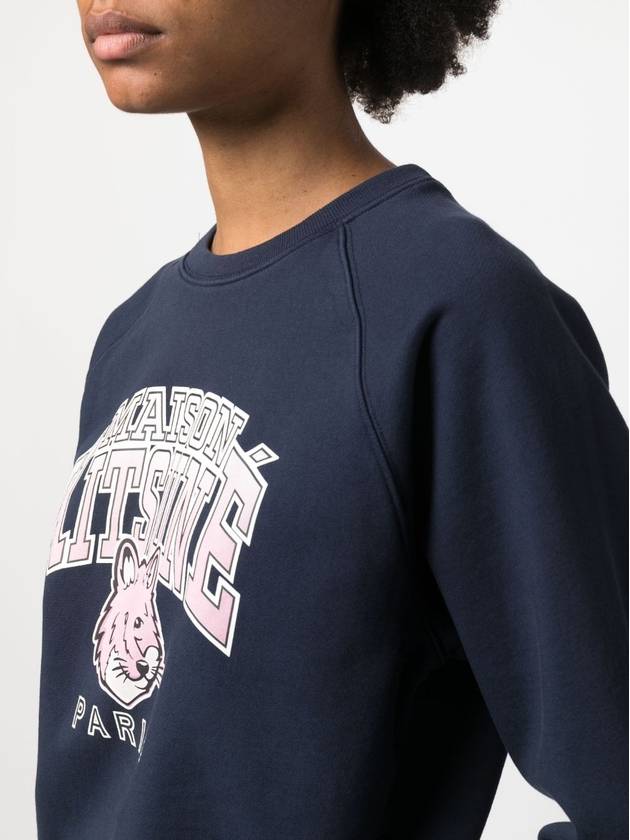 Campus Fox Print Cotton Sweatshirt Navy - MAISON KITSUNE - BALAAN 5