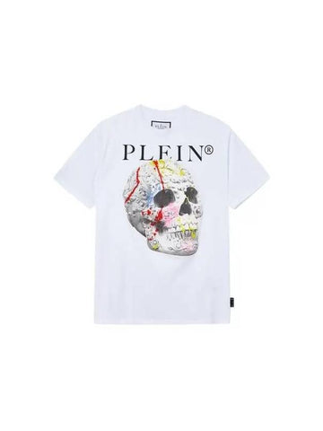 Men s Painting Skull Cotton T Shirt White - PHILIPP PLEIN - BALAAN 1