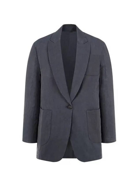 City Village 8th Anniversary 10 ePoint 9 8 Women s Monili Line Peaked Lapel Cotton Jacket Charcoal Gray 271210 - BRUNELLO CUCINELLI - BALAAN 1