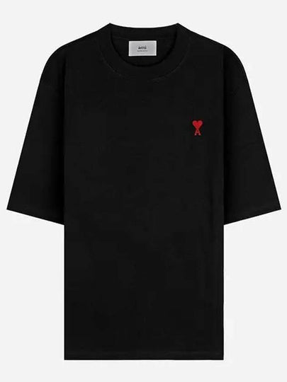 Small Heart Logo Boxy Fit Short Sleeve T-Shirt Black - AMI - BALAAN 2