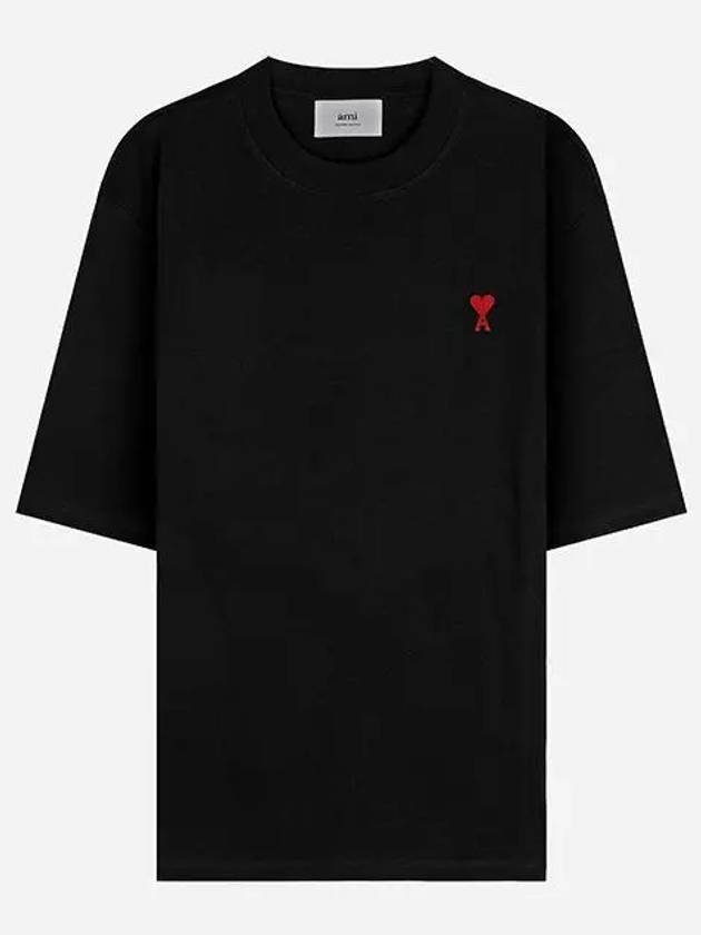 Small Heart Logo Boxy Fit Short Sleeve T-Shirt Black - AMI - BALAAN 2