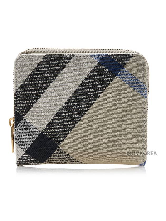 Check Patterned Zipper Half Wallet Lichen - BURBERRY - BALAAN 2