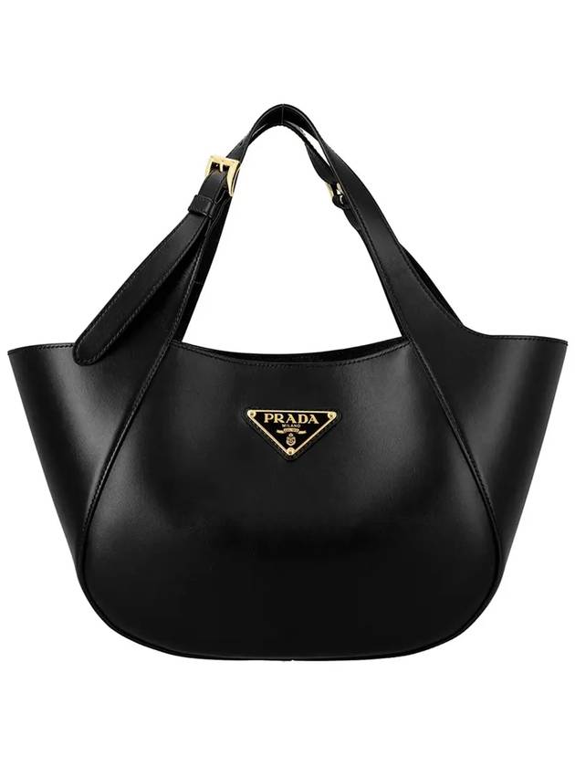 Enamel Triangle Medium Logo Belt Hand Shoulder Bag Black - PRADA - BALAAN 6