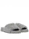 Triangle Logo Shearling Slippers Grey - PRADA - BALAAN 3