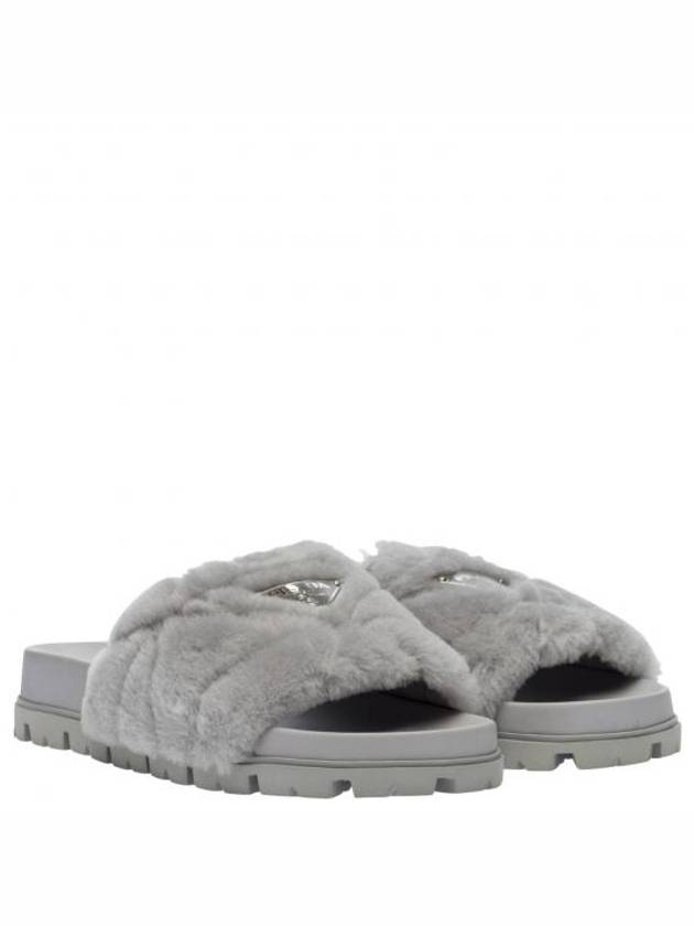 shearling slippers gray - PRADA - BALAAN.