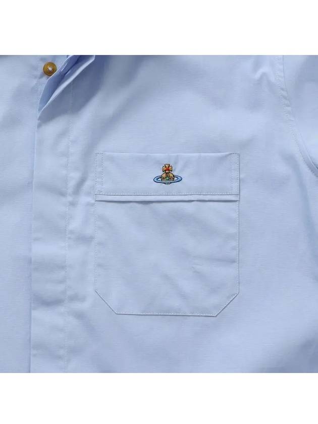 Men's Logo Classic Short Sleeve Shirt Light Blue - VIVIENNE WESTWOOD - BALAAN.