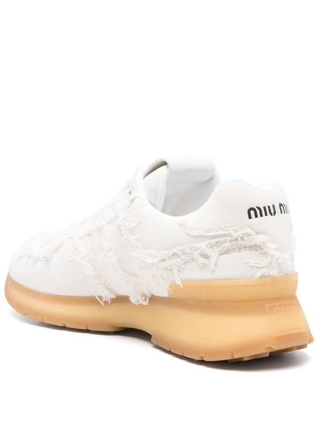 Cotton Denim Low Top Sneakers White - MIU MIU - BALAAN 4