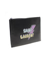 Women s Saint Laurent 397295 Black Calfskin Lightning Bolt Print Clutch gt Pouch Gangbuk used luxury goods - SAINT LAURENT - BALAAN 3