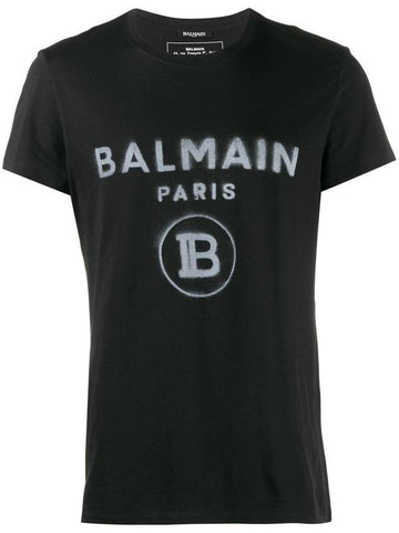 Paris Logo Short Sleeve T-Shirt Black - BALMAIN - BALAAN 1