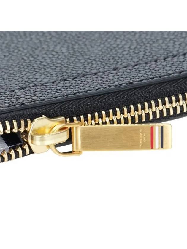 Logo Striped Pebbled Leather Clutch Bag Black - THOM BROWNE - BALAAN 8