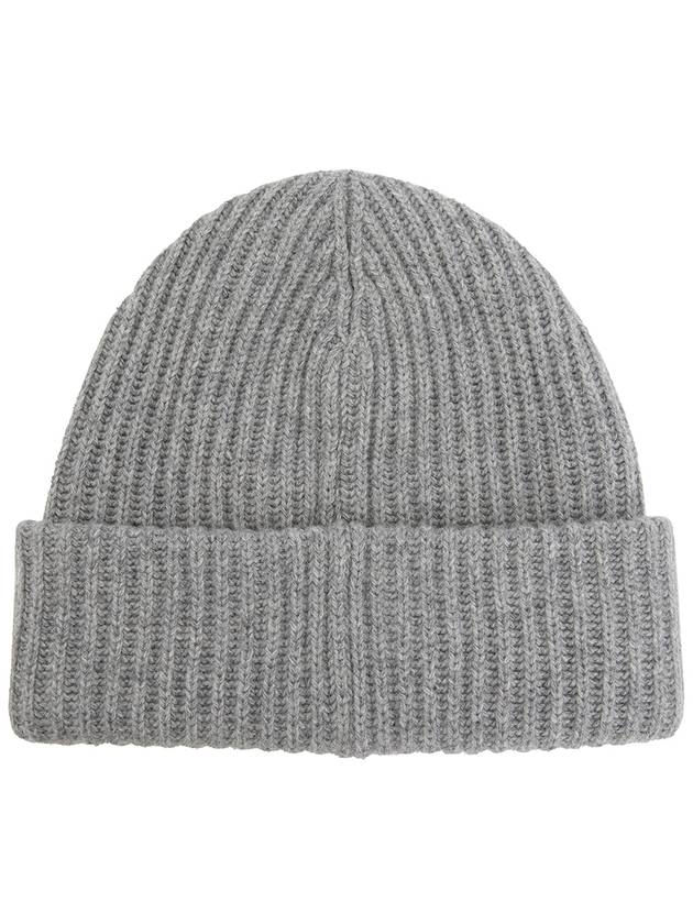 Logo Patch Knit Beanie Grey - GANNI - BALAAN 3