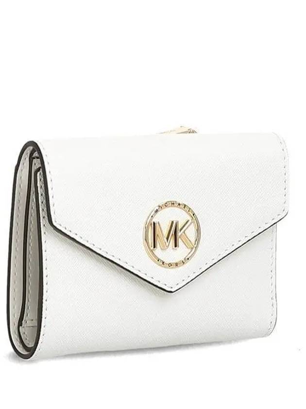 Carmen Medium Saffiano Leather Tri-Fold Half Wallet White - MICHAEL KORS - BALAAN 2