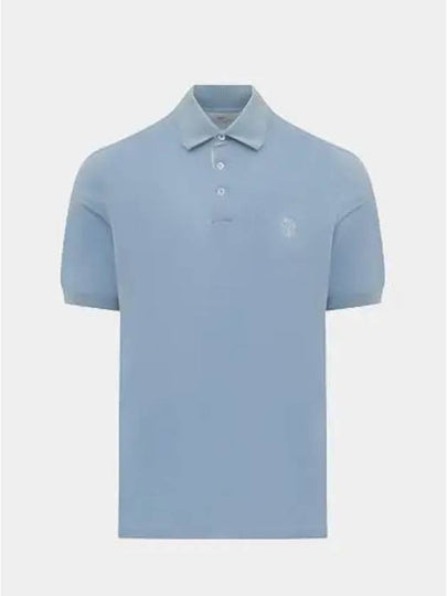 Logo Cotton Polo Shirt Blue - BRUNELLO CUCINELLI - BALAAN 2