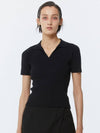 WING COLLAR KNIT TOP BLACK - KIMDOH - BALAAN 1