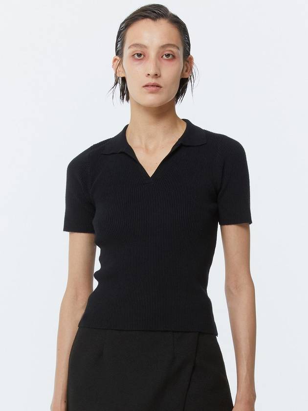 WING COLLAR KNIT TOP BLACK - KIMDOH - BALAAN 2