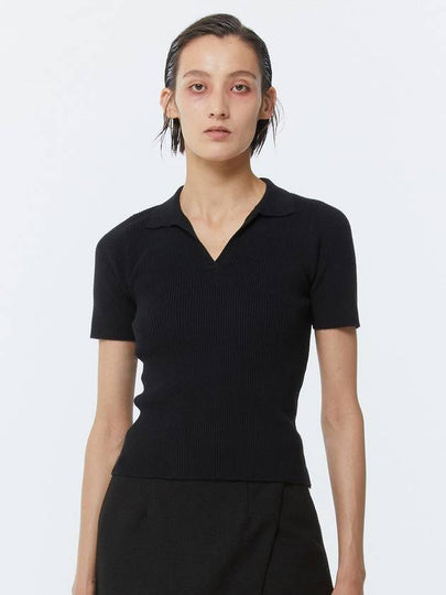 WING COLLAR KNIT TOP BLACK - KIMDOH - BALAAN 2