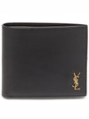 Gold YSL Logo Plaque Leather BeFold Wallet Wallet - SAINT LAURENT - BALAAN 1