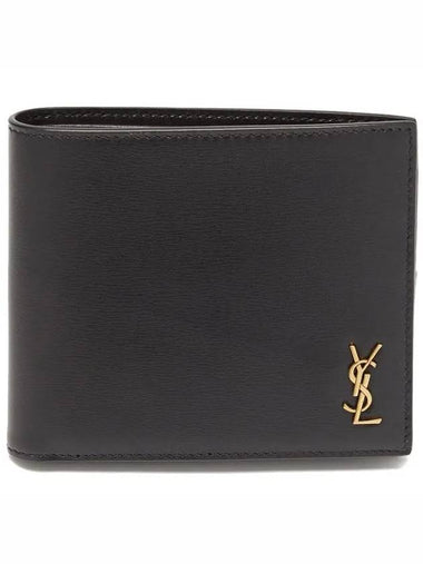 Gold YSL Logo Plaque Leather BeFold Wallet Wallet - SAINT LAURENT - BALAAN 1