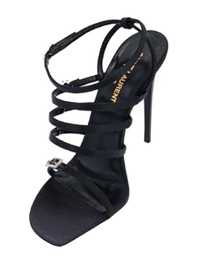 Jerry Logo Satin Sandals Heel Black - SAINT LAURENT - BALAAN 5