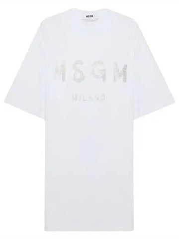 Glitter Brushed Logo Short Sleeve One Piece Women - MSGM - BALAAN 1