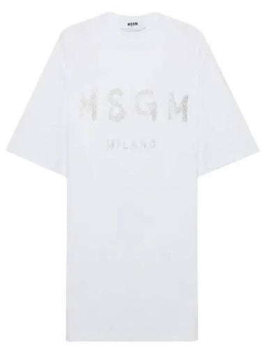 Glitter Brushed Logo Short Sleeve One Piece Women - MSGM - BALAAN 1