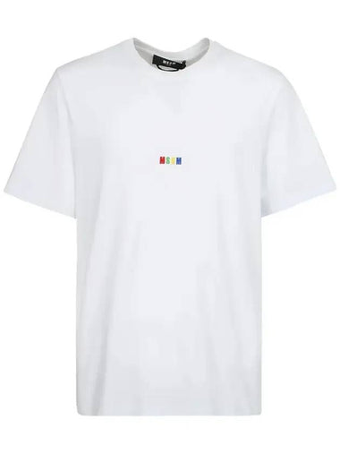 Rainbow Embroidered Logo Short Sleeve T-Shirt White - MSGM - BALAAN 1