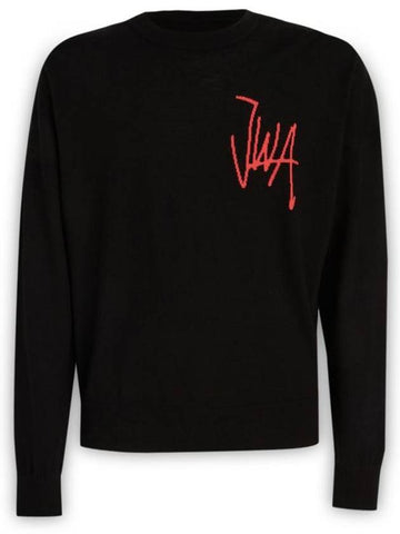 Logo Crew Neck Jumper Knit Top Black - JW ANDERSON - BALAAN 1