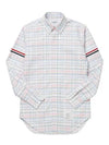 Men's Plaid Three Stripes Armband Oxford Long Sleeve Shirt Light Pink - THOM BROWNE - BALAAN 3