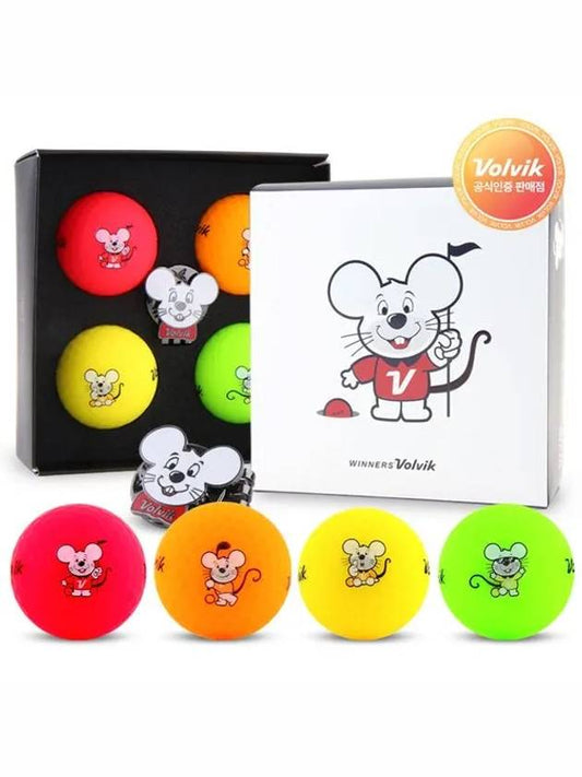 white rat character vivid golf ball 4 ball package - VOLVIK - BALAAN 1