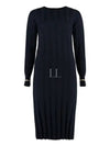 Leccio Virgin Wool Midi Dress Black - MAX MARA - BALAAN 2