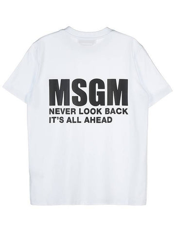 Back Logo Print Cotton Short Sleeve T-Shirt White - MSGM - BALAAN 1