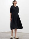 Pin Tuck Flare Long Dress Black - MITTE - BALAAN 3