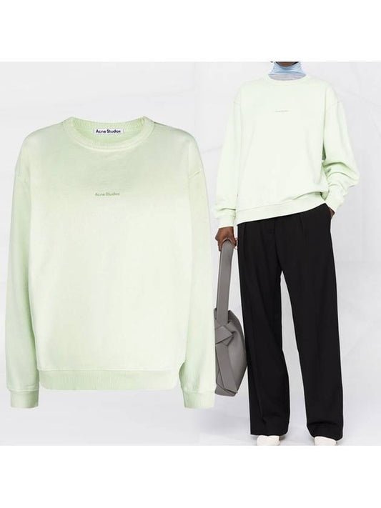 Studios Women's Stamp Logo Sweatshirt Pastel Green - ACNE STUDIOS - BALAAN.