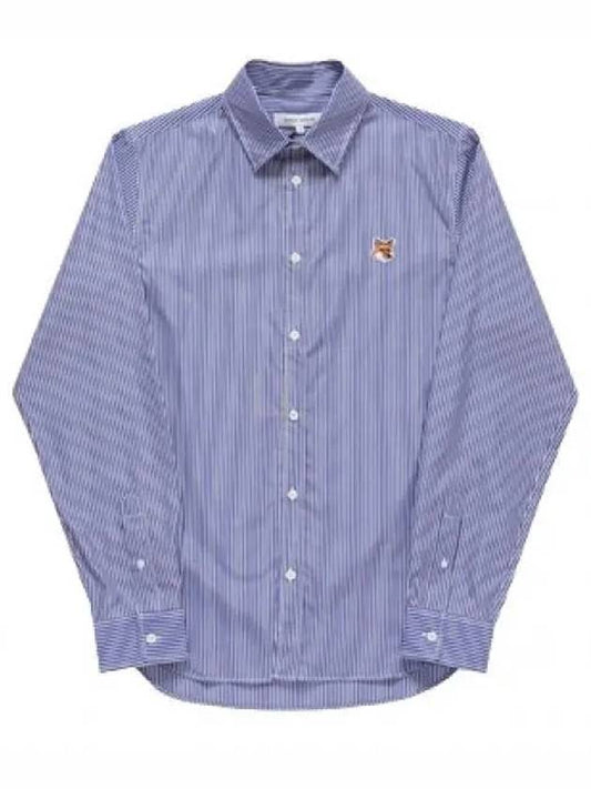 Fox Head Stripe Long Sleeve Shirt Blue - MAISON KITSUNE - BALAAN 2