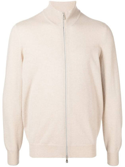 High Neck Cashmere Zip-Up Cardigan Sand - BRUNELLO CUCINELLI - BALAAN 2