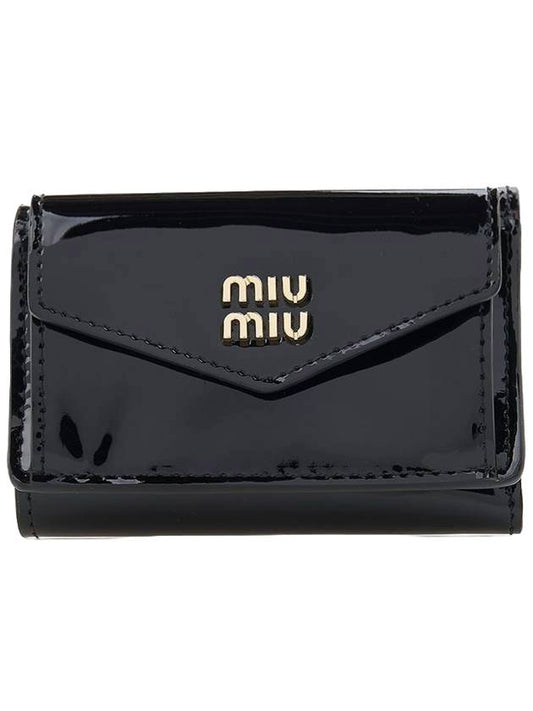 Matelasse Logo Leather Half Wallet Black - MIU MIU - BALAAN 1