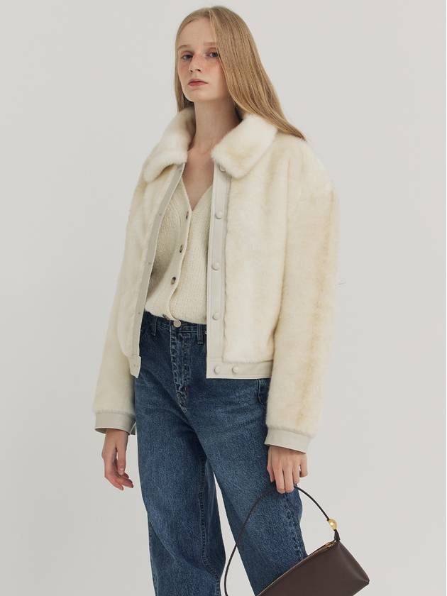 Leather Line Fur Jacket Ivory - LESEIZIEME - BALAAN 5