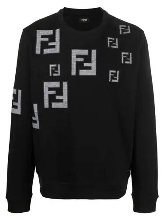Men's FF Logo Jersey Sweatshirt Black - FENDI - BALAAN 2